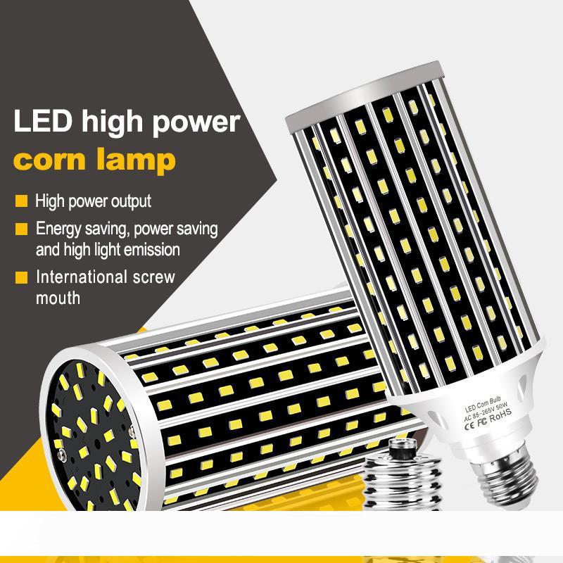

AC100-277V E27 50W 2835 Fan Cooling LED Corn Light Bulb Without Lamp Cover for Indoor Home Decoration Droplight Street Spotlight LED011