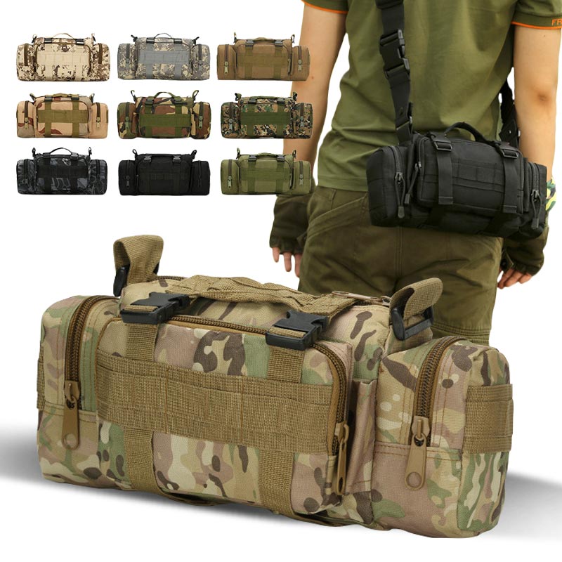 

600D Tactical Waist Bag Outdoor Tool Men Women Climbing Bag Shoulder Backpack Waterproof Oxford Molle Hiking Camping Travel Bags, Black