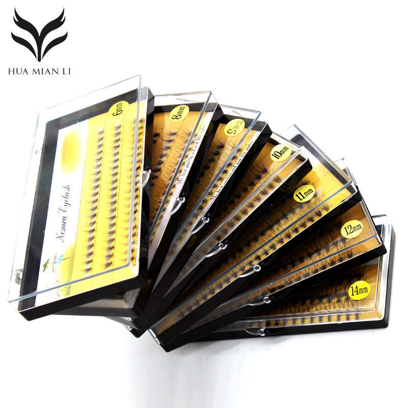

False Eyelashes Professional Hand Made Black Makeup Grafting False Eyelashes Individual Cluster Crisscross Fake