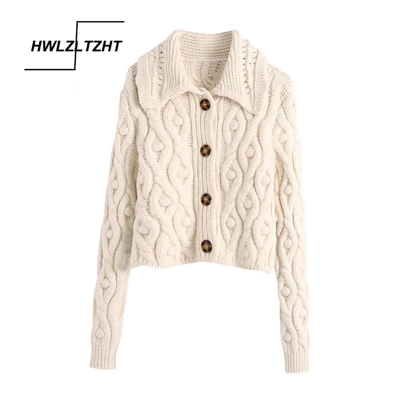 

HWLZLTZHT Long sleeve Hand knitted sweater women Cardigan Mohair vintage Autumn Winter warm jumper casual crop top outwear coat, Beige
