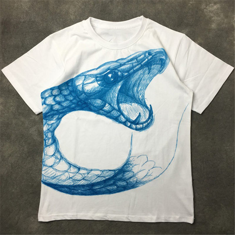 

Fashion Mens T Shirt 2020 Famous Street High Quality Snake Print Polos Short Sleeve Shirts 20ss Men Women Couples Stylist Hip Hop Tee, White;black