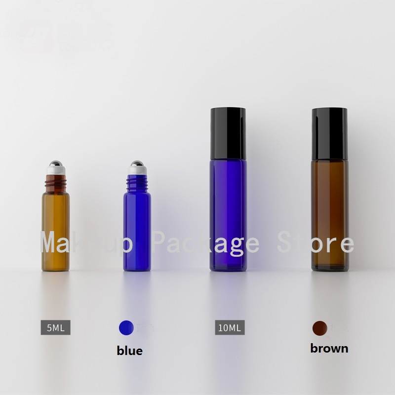 

30pcs 5ml10ml Empty Blue/Brown Essential Oil Bottles with Glass Roller Roll-on Jar for Cosmetic Perfume Contianer Shell Package