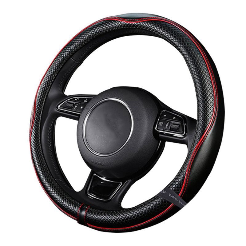 

Embossed Leather Car Steering Wheel Cover Anti-slip Breathable Sweat Absorption 270E