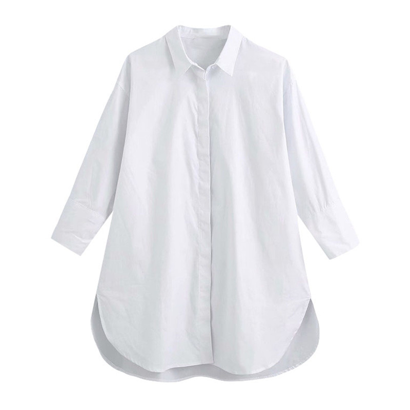 

Stylish Long sleeve women blouse shirt Casual turn-down collar white blouse shirt Office lady pocket design Blusas