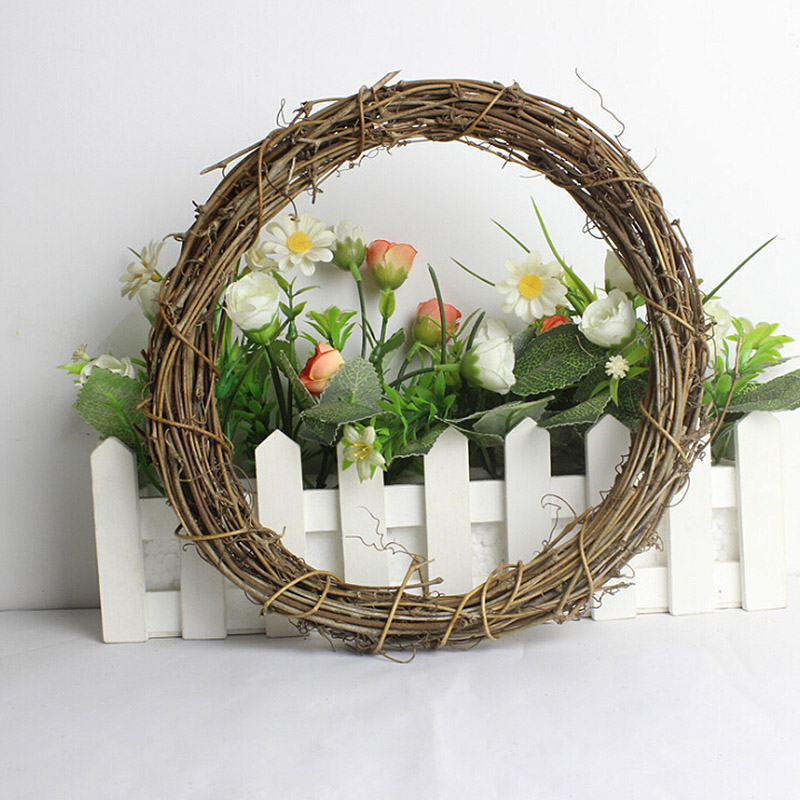 

20/30/40cm Easter Rattan Wreath Door Window Hanging Garland DIY Christmas Party Wedding Decoration Festival Home Party Supplies, As pic