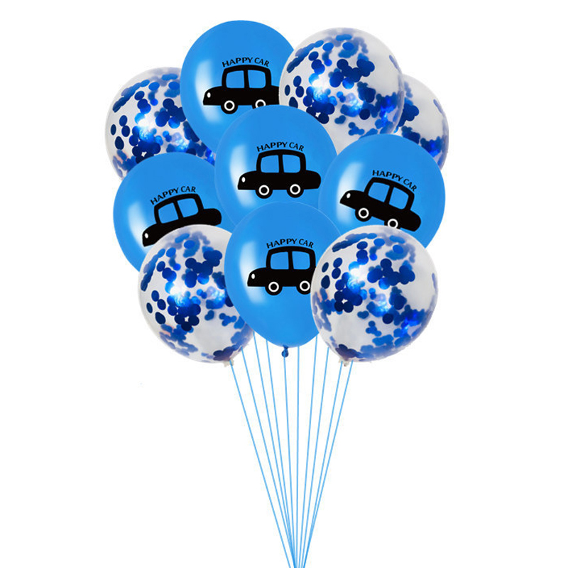 

10Pcs Red yellow blue Happy Birthday Party Decoration Car Theme Confetti Balloon Baby Shower Supplies