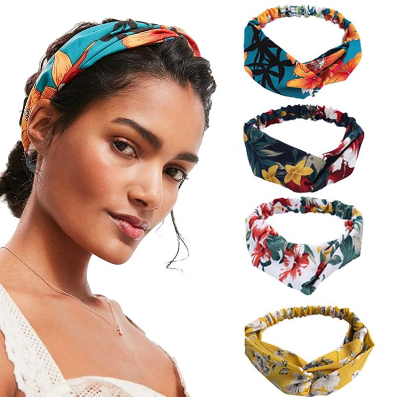 

Sweet Women Hair Bands Print Headbands Vintage Hair Accessories Cross Turban Bandage Bandanas Hairband Headwrap Summer Headwear