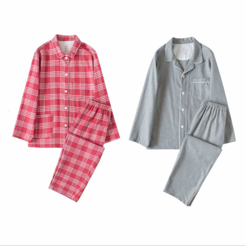 

2020 Spring High-end homewear Men Casual Plaid Pajama sets Male 100% cotton Sleepwear suit Male Turn-down collar shirt & Pants, Men 1