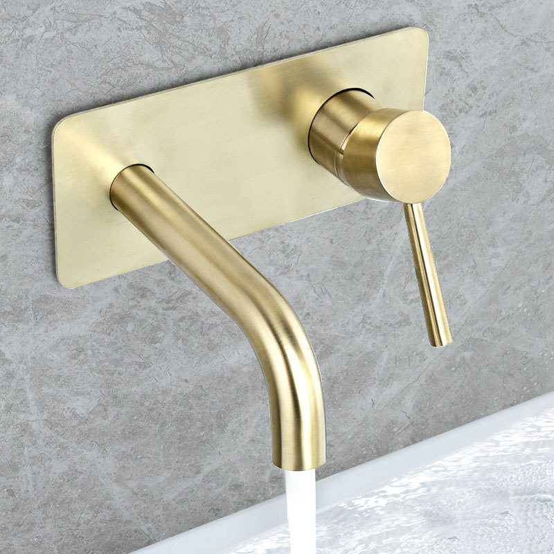 

MTTUZK Wall-mounted Concealed With Pre-embedded Box Matte Black Basin Faucet Brushed Gold Hot and Cold Water Washbasin Mixer Tap