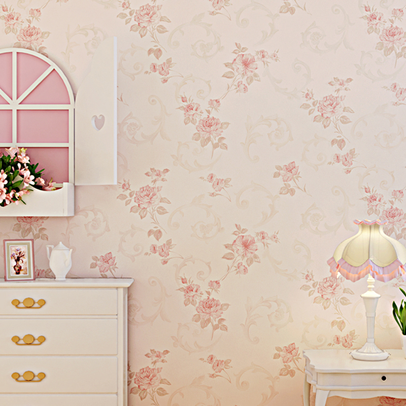 

Pastoral Style European Flowers Non-woven Wallpaper Roll Pink Beige Warm Living Room Bedroom Wallpaper Floral Papel De Parede 3d