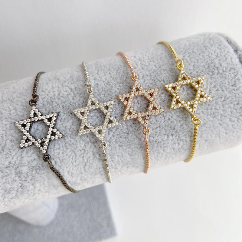 

HECHENG Six stars bracelet CZ Hecagram Blingbling for women gift Gold silver color accessories jewelry VS14