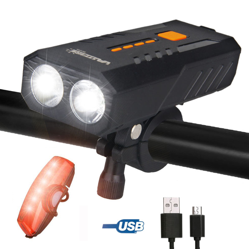 

Waterproof Front Bike Light 6 Modes USB Recahrgeable LED Bicycle Headlight Aluminum Alloy Cycling Light with Safety Rear