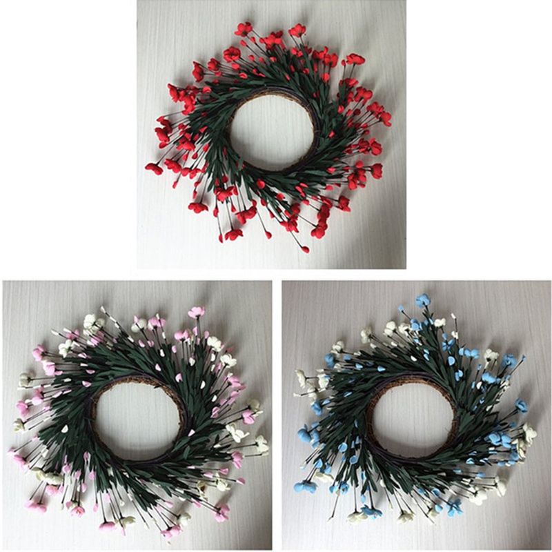 

Artificial Flowers Red camellia Wreath Spring Wreath Outdoor for Front Door Q39B