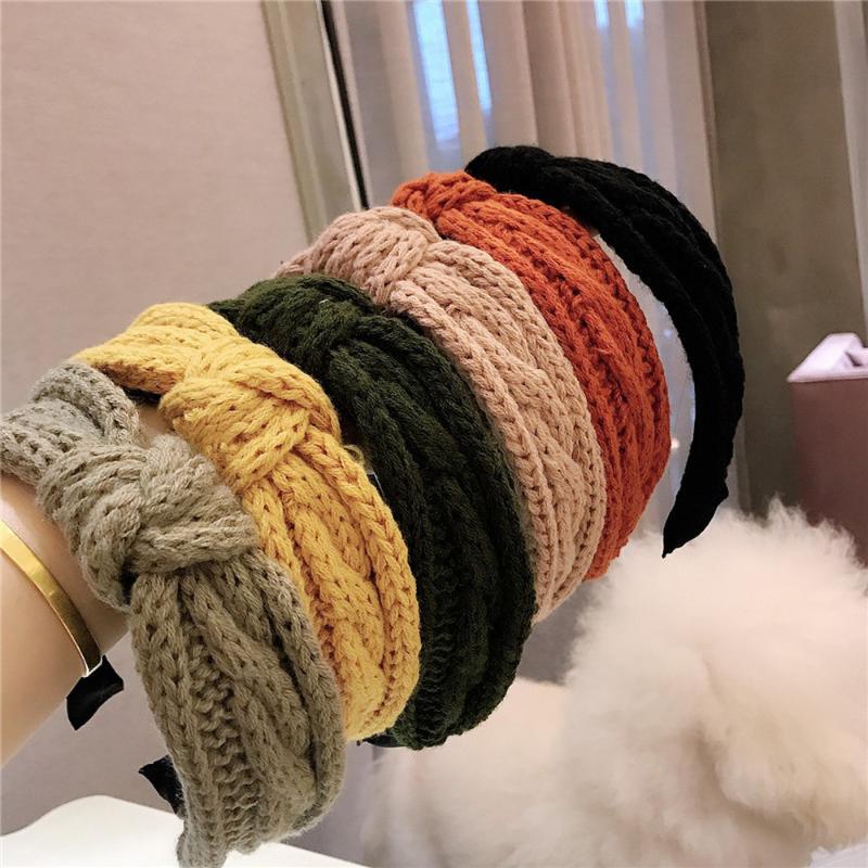 

Girl Manual Knitting Wool Tie Bow Retro Hairbands Wild Cute Knotted Headbands for Women Fashion Hair Accessories