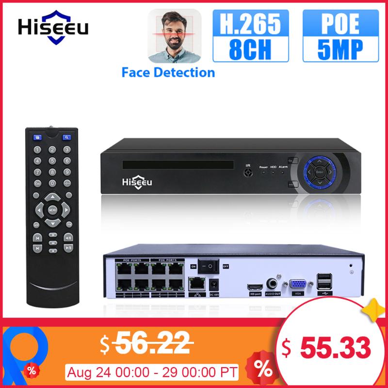 

Hiseeu H.265 4/8CH POE NVR Security IP Camera Video Surveillance CCTV System P2P ONVIF 5MP2MP Network Video Recorder Face Detect