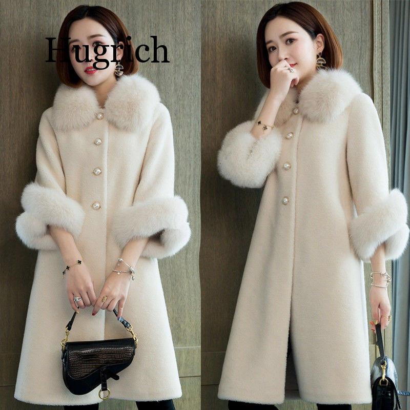 

2020 Faux Fur Coat Women Casual Furry Thick Warm Long Faux Lamb Fur Jacket Loose Winter Coat Women manteau femme hiver, Beige