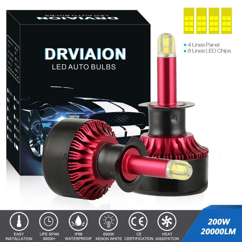 

2PCS 200W 20000LM Car LED Headlight H1 H7 H8/9/11 9005 9006 Auto Lamp 6500 K Headlamp Automobile Lights Bulbs h7 led Lamp