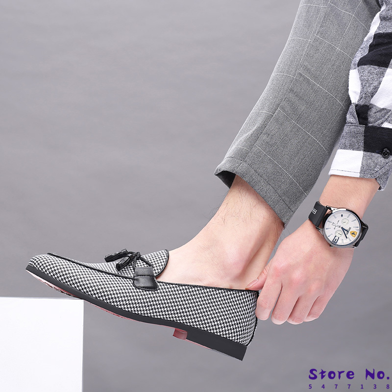 

High Quality Doug Leather Pointed Toe Shoes Men Fashion Business Shoes Classic Wedding Slip-On Penny Casual Flat, Black