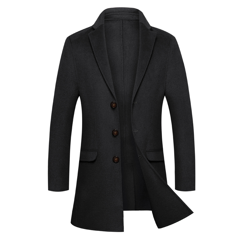 

2020 new 8XL 7XL big size mens cashmere coat winter jacket homme Male medium long wool coatovercoat leisure wear overcoat, Black