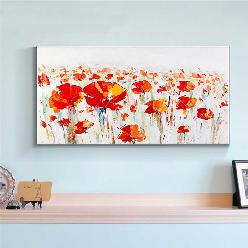 

Abstract Oil Painting Red Flower Wall Art Picture Canvas Painting for Living Room No Frame Modern Decoration Art