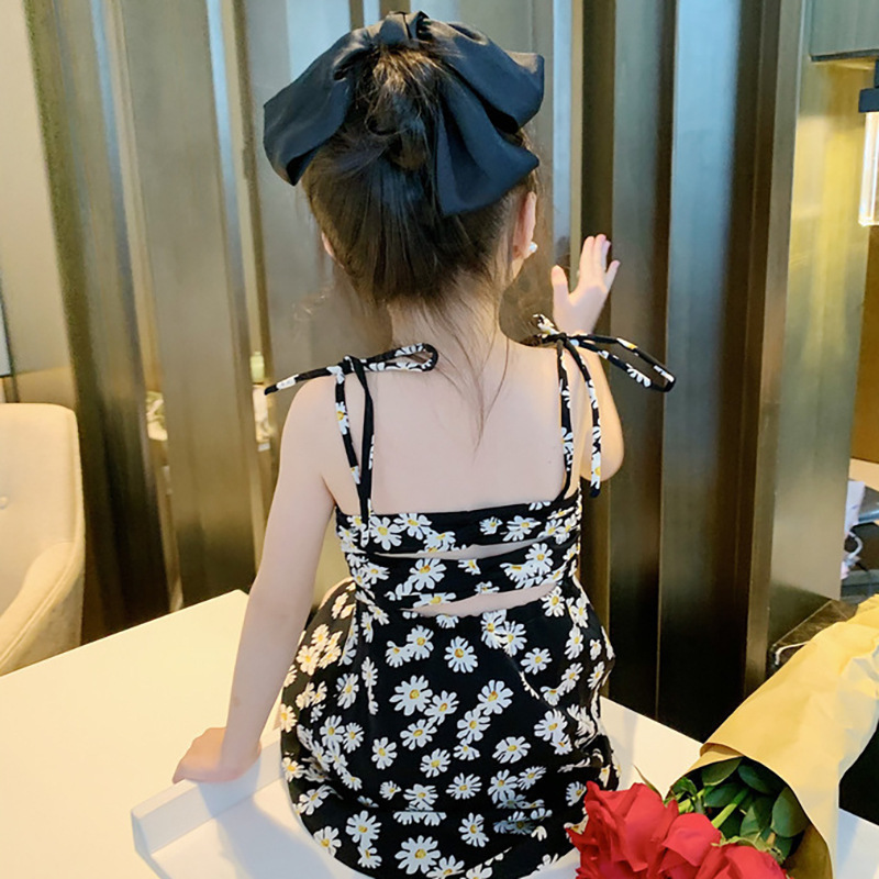 

2020 Summer New Arrival Girls Fashion Daisy Dress Kids Backless Dresses Girls Dresses, Black