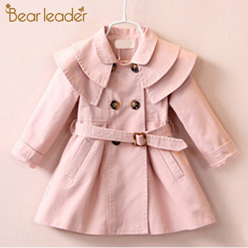 

Bear Leader Toddler Girls Clothes Autumn Long Sleeve Fashion Trench Coats 2-6 Years Children Solid Outerwear with Sashes Costume, Az2432gray