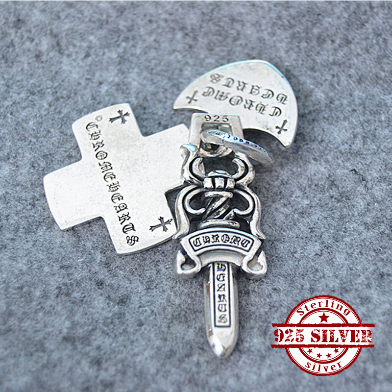 

Brand S925 Sterling Silver Pendant European and American Punk Hip Hop Fashion Anchor Cross Letter Shape Couple Personality Tag hot