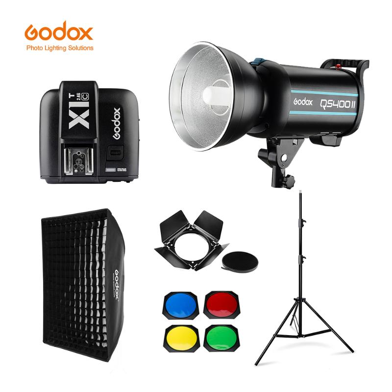 

Godox QS400II 400Ws GN65 Professional Studio Flash Strobe + 2.8m Light Stand + 60x90cm Grid Softbox Trigger Barn Door Kit