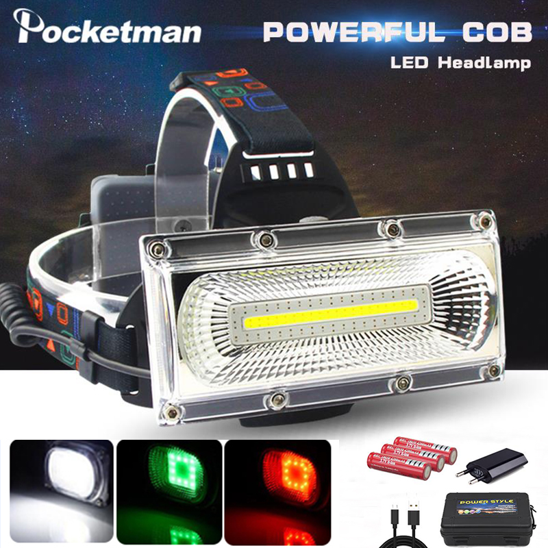 

60000lm COB LED Headlights Super Bright Repair Lamp USB Rechargeable Head Light 18650 Battery Headlamp Outdoor Fishing Light