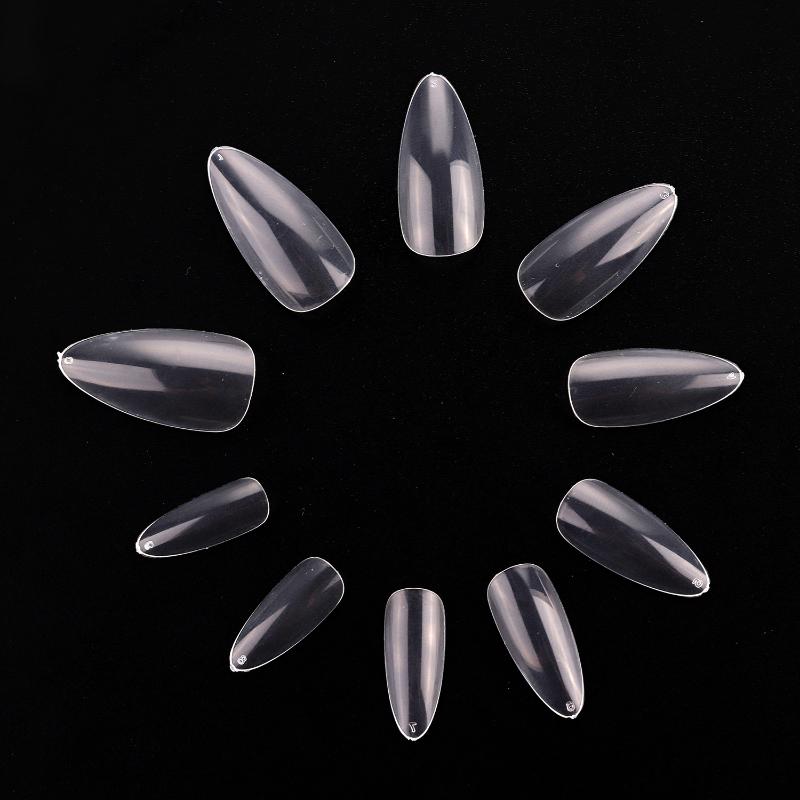 

Makar50 Bags Medium Stiletto False Nails 500pcs Artificial Nail Tips Full Cover Sharp Fake Nails Clear For Gel Polish, White