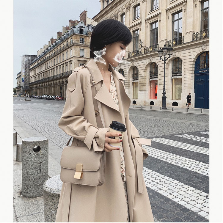 

New 2020 Autumn Winter Women Trench Sashes Double Breasted Office Lady Korean Style Elegant Coat Outerwear DB862, Black