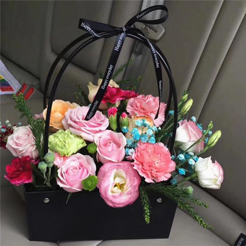 

Kraft Paper Bag Flower Box Handbag Waterproof Bouquet Florist Gift Bags Valentine's Day Rose Boxes Party Decoration 22*11*13.5cm