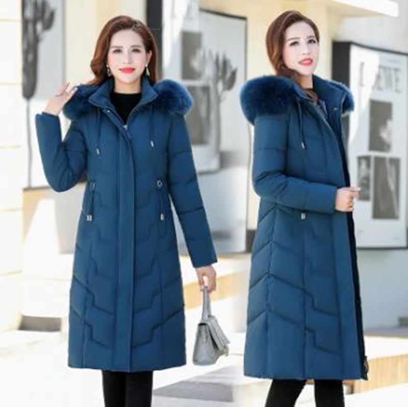 

Wholesale fashion middle-aged and elderly women's mid-length winter clothes new thick down padded jacket, Blue