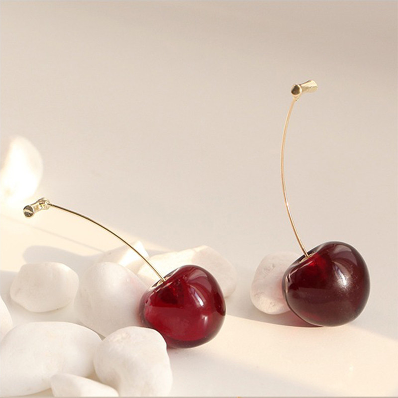 

Drop Stud Earring Women Cherries Pendant Earrings Cherry Ladies Fashion Jewelry Wedding European Red Trendy Stainless Kolczyki