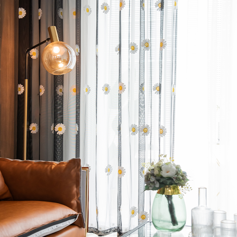 

Black Tulle Curtains For Living Room Flower Curtain Home Decoration Window Curtains Cortina Sheer Curtain For Bedroom Blackout