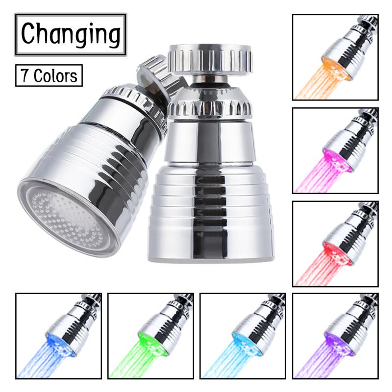 

Universal LED Faucet Nozzle 360 Rotary Kitchen Faucet Shower Head Economizer Filter Water Stream Pull Out Bathroom