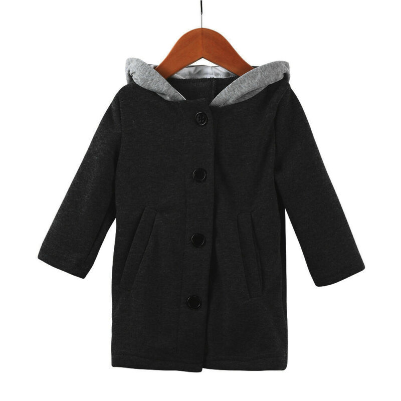 

Kids Baby Girls Winter Warm Cotton Hoodies Outwear Cloak Button Jacket Coat 1-5T jacket for girls, Black