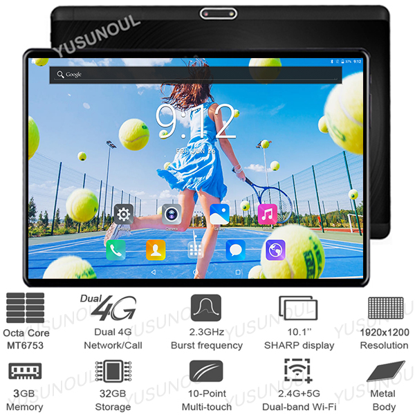 

High Version Super Glass 10 inch RAM 3G ROM 32G TABLET 2.5D TP Octa Core 3G 4G LTE Dual Sim Cards WiFI A-GPS IPS tablets 10 10.1, Black