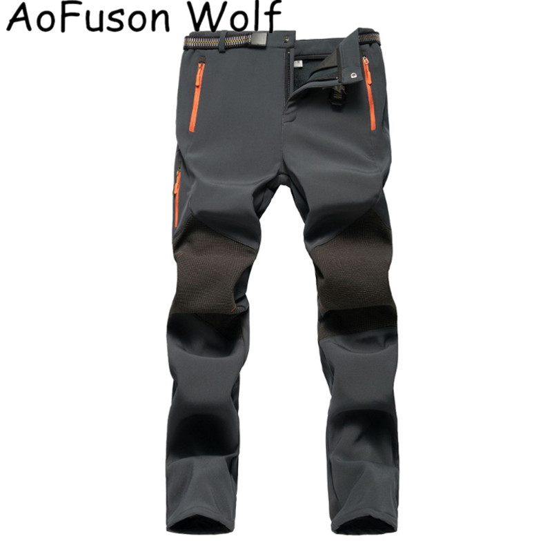 

Winter Hiking Fleece Pants Warm Oversized Plus Size Waterproof Breathable Softshell Outdoor Sport Trousers -6XL, Green