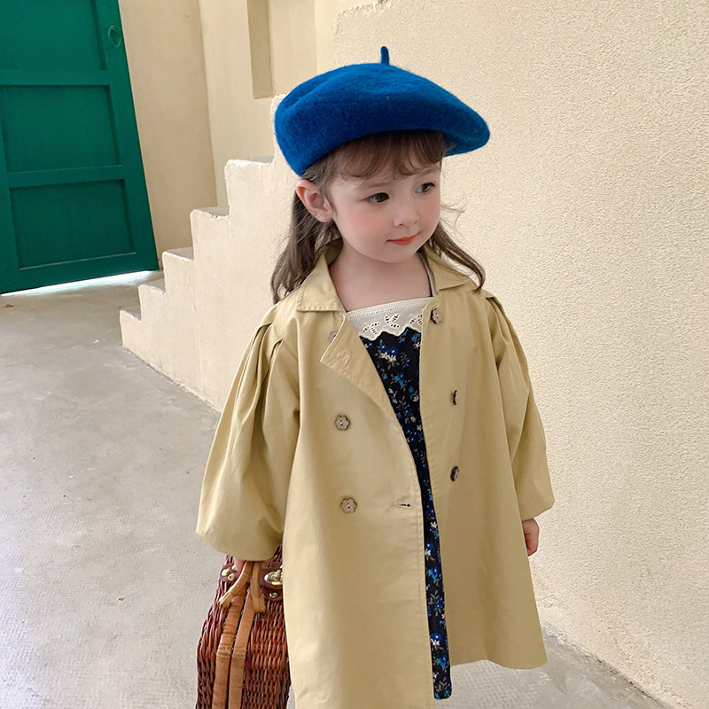 

children clothing autumn 2020 cotton trench coat baby girl solid color fashion lapel long coat, See chart