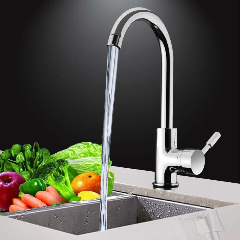 

Kitchen 360Degree Rotatable Spout Sink Basin Water Faucet Curved Mixer Tap Bathroom Hot And Cold Single Handle Tap Faucet