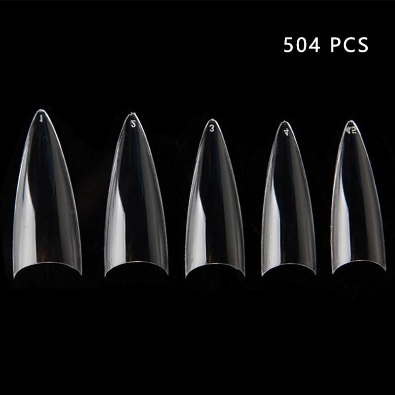 

504pcs 12 Sizes Salon Artificial DIY Professional Stretchy Fake Art Tasteless False Nail Tips Non Toxic Beginner Reusable Clear, White