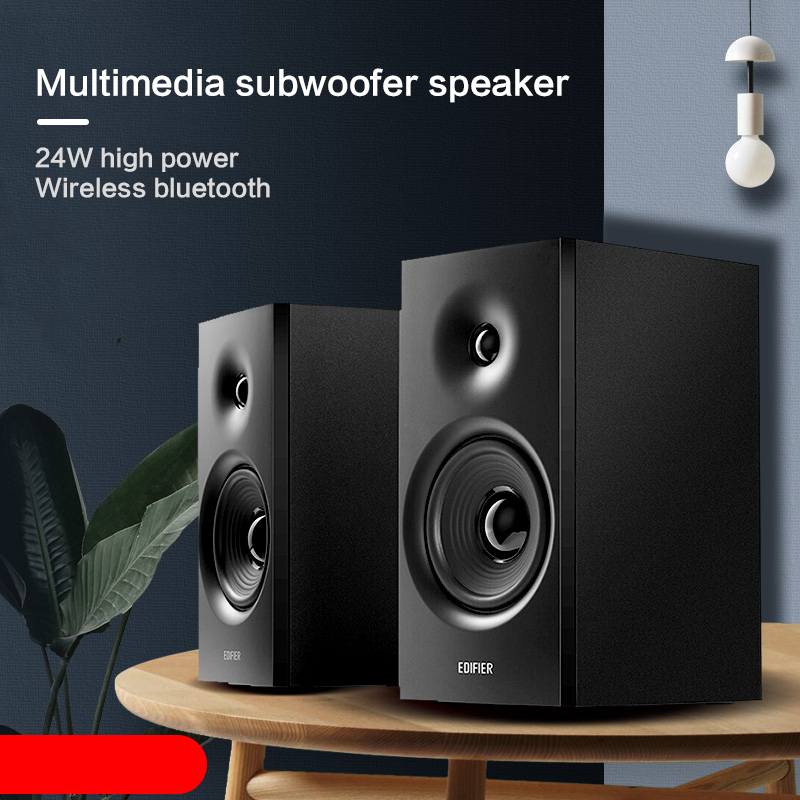 

12W*2 Bluetooth 5.0 Speaker R1080BT Multimedia Wooden Speaker Small Desktop Computer Subwoofer Audio AUX