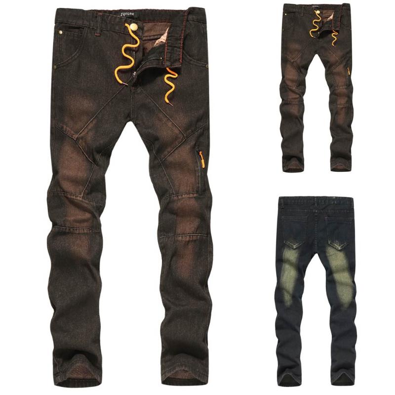 

2020 NEW Men's Hole Staircase Denim Cotton Vintage Wash Hip Hop Work Trousers Jeans Pants 3.22, Black