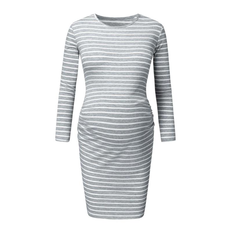 

Nursing Shirt Dresses Pregnant Nursing Dress Long Sleeve High Waist Breastfeeding Dresses for Maternity, Gray