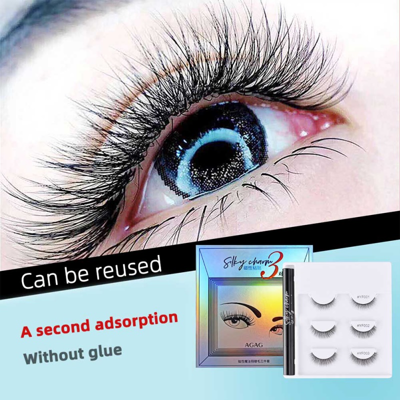 

3 Pairs False Eyelashes Thick Eyelashes Extension Fake Eyelash Liquid Eyeliner