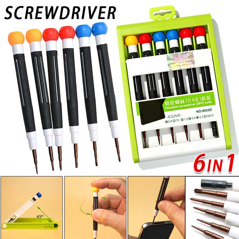 

6Pcs/set Screwdrivers Precise Disassembly Tools Kit Multifunctional Manual Screwdriver for Cell Phone Maintenance Repair L5