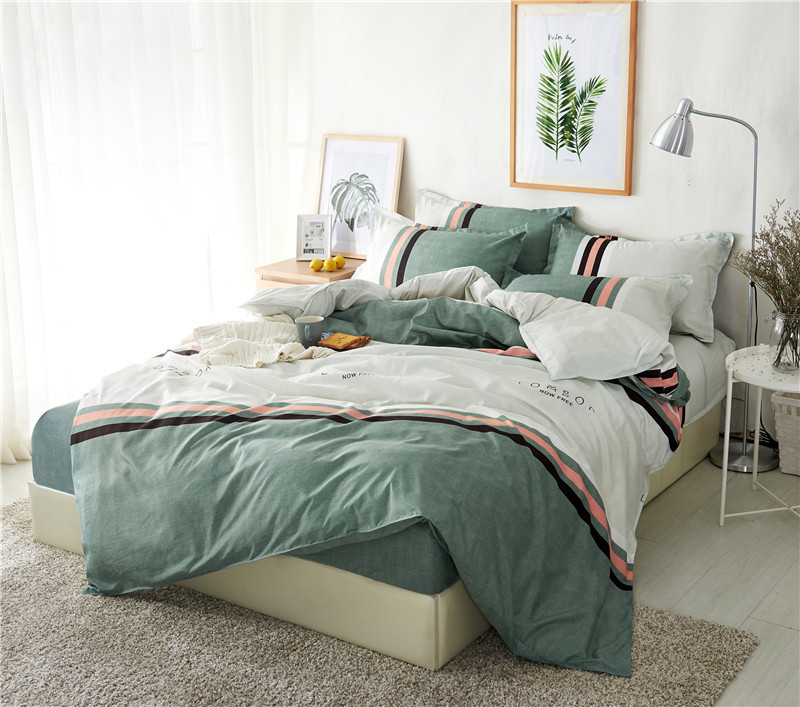 

BEST.WENSD Pastoral Fitted cover Refreshing simplicity bed sets Duvet Cover fitted Linings Pillowcases Set bedding king queen, As picture