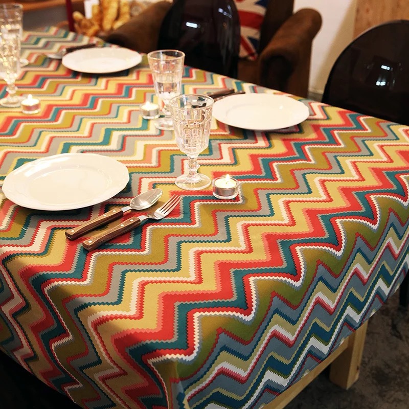 

1 Piece Geometric Pattern Table Cover Household Dining Table Cloth Rectangular Tablecloth For Hotel Banquet Anti-dirty Cover, Bopushencaitiao