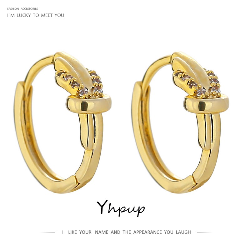 

Yhpup Simple New Design Hoop Earrings for Women Charm Gold Metal Jewelry Minimalist Round Hollow Copper Earrings Gala Gift 2020